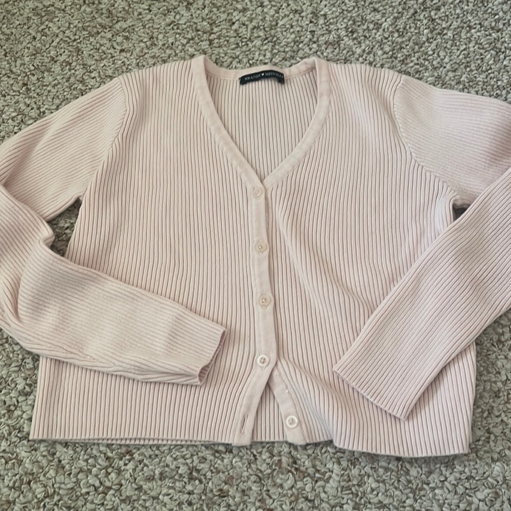 brandy melville pastel pink button up sweater